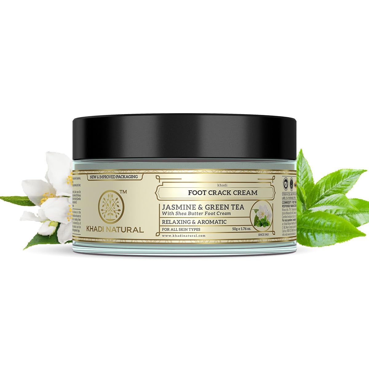 Khadi Natural Jasmine Green Tea Foot Cream With Shea Butter For Dry Feet Care And Cracked Heel Moisturizing 50 g