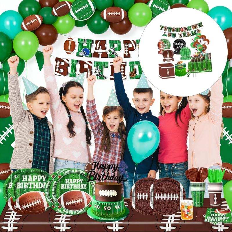 Complete Sports Themed Accessories With 20 Plates 20 Napkins Table Cover Sign Balloons And More For Exciting Gatherings