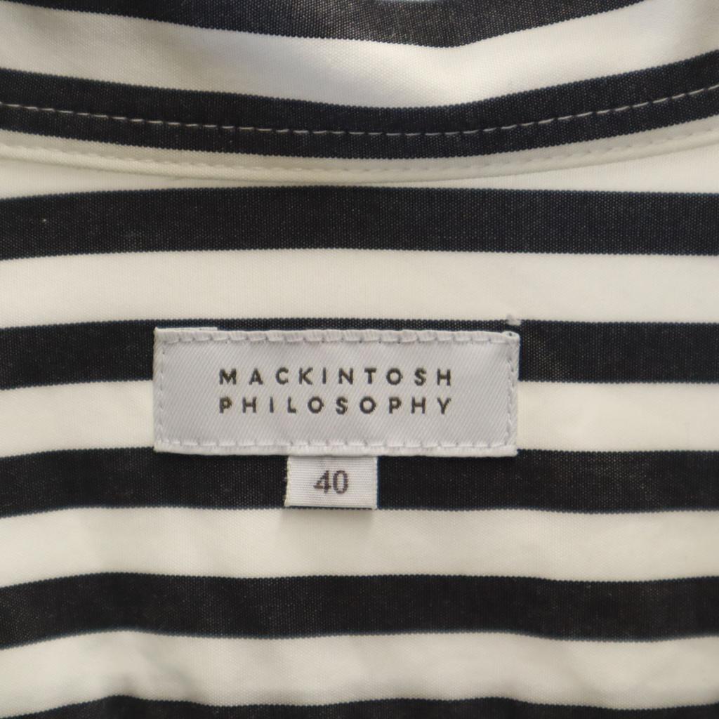 MACKINTOSH PHILOSOPHY Striped Pattern Long sleeve shirt 40 Gray Men's Used