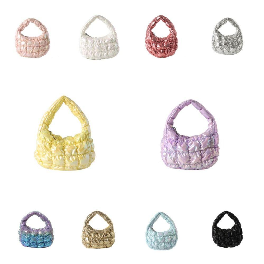 Mini Cloud Bubble Handbag Nylon Underarm Bag Sweet Pleated Cloud Bag  Office Worker