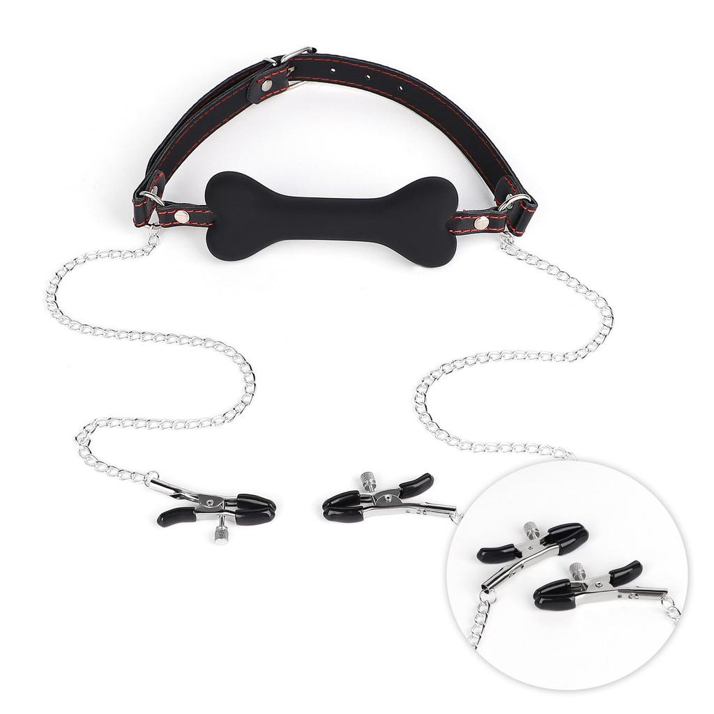 Silicone Dog Bone Ball Gag - Adult Female Training Toy