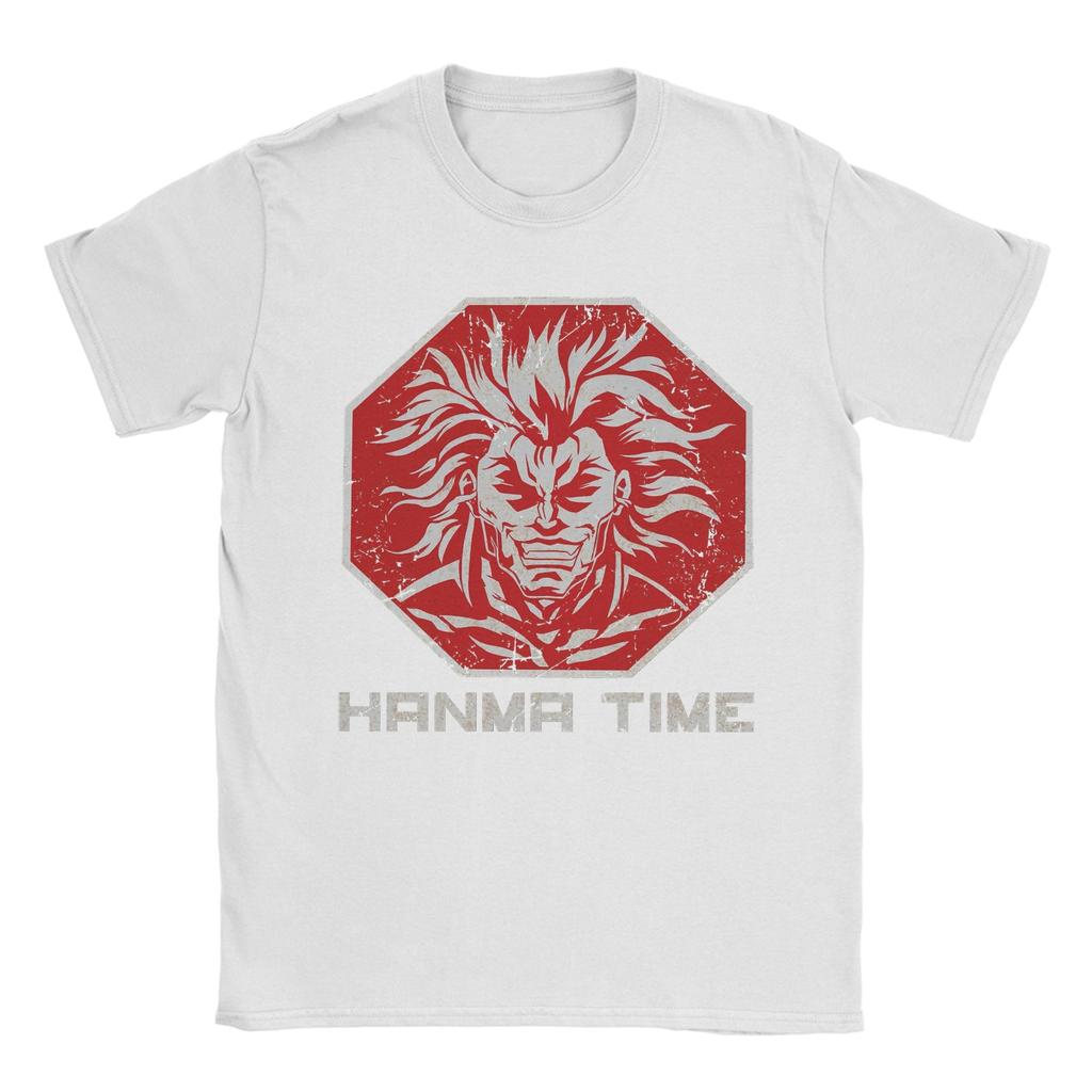Mens Stop Hanma Time Baki Anime T Shirts  Pure Cotton Clothing Leisure Short Sleeve Crewneck Tee Shirt Printed TShirt