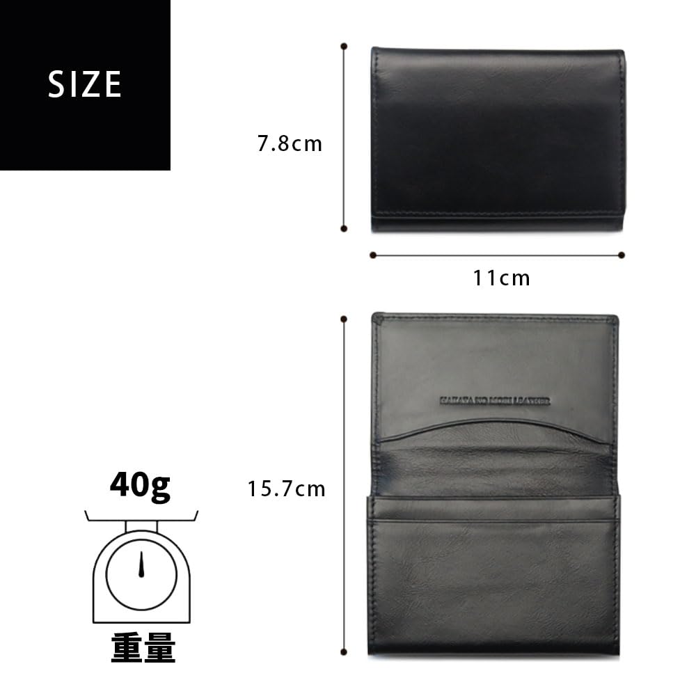 NO MORI Business Card Card Large Holds Over 50 Genuine Stylish and Simple Design for Men and Women Navy [HAKATA LEATHER] Holder, Case, Capacity,