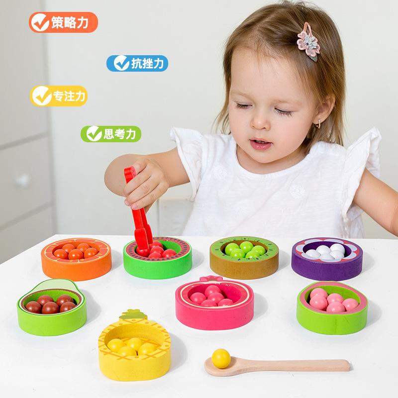Fruit Color Sorting Cup With Beads Fun Games, Children'S Educational Early Education Wooden Toys