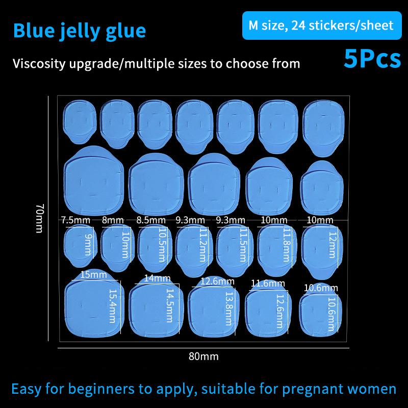 

5 шт. Клейкая лента для накладных ногтей, цветной желеобразный клей, сделай сам, маникюрный гель для накладных ногтей, водостойкие наклейки, клей для ногтей, инструменты для ногтей 70*80mm синий