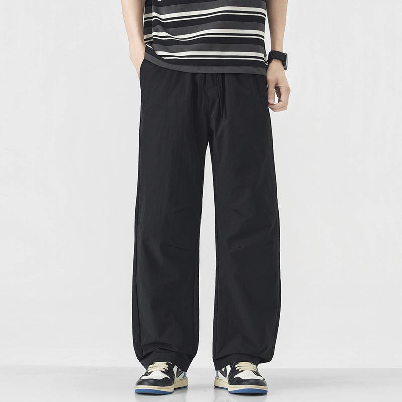 American Trendy Brand Three-dimensional Tailoring Loose Straight Casual Pants Men's Solid Color Simple and Versatile Wide-leg Drape Long Pants