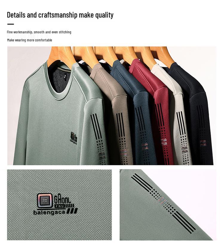 Men's Fleece-Lined Long-Sleeve Sweatshirt - Winter Casual Round Neck Top