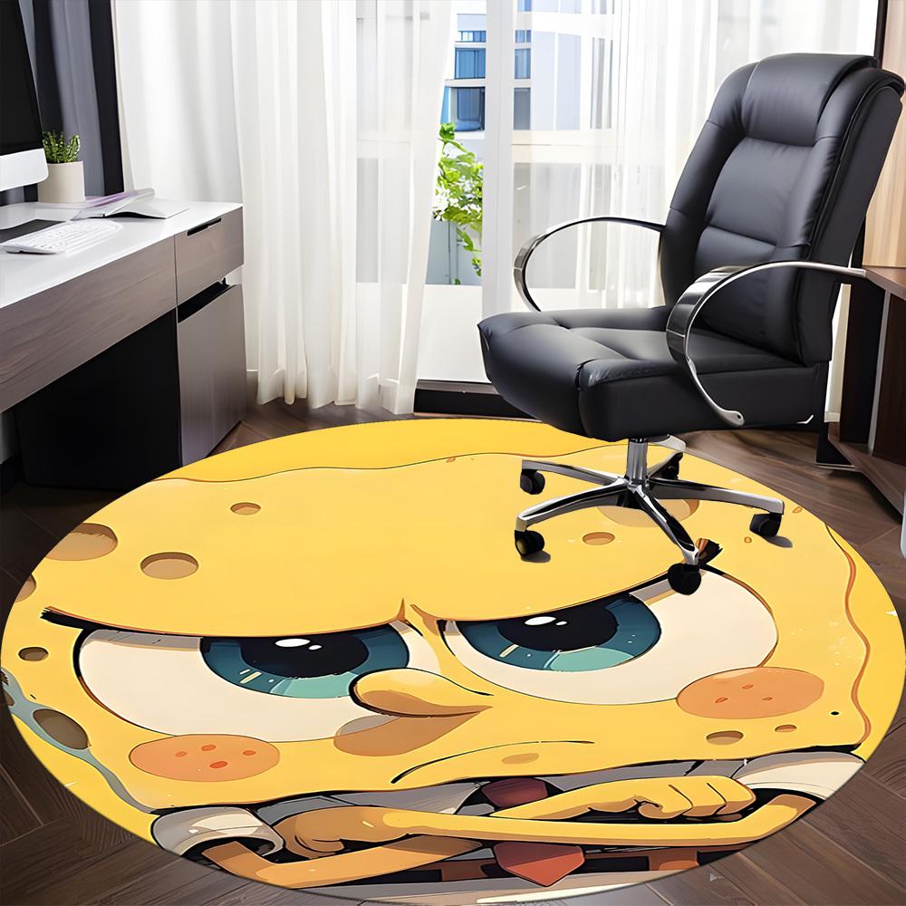 1pc Spongebob Office Round Area Rug, Under Office Chairs Bedroom Living Room Home Decor  A1022204