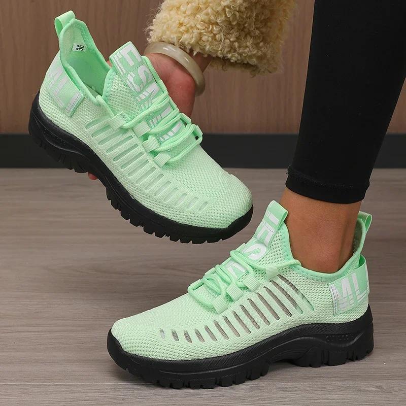 Damenmode Laufschuh Atmungsaktiv Leichtgewicht Gepolsterte Sohle Sport Fitnessstudio Outdoor Trainings-Sneaker Schnelltrocknend De Mujer