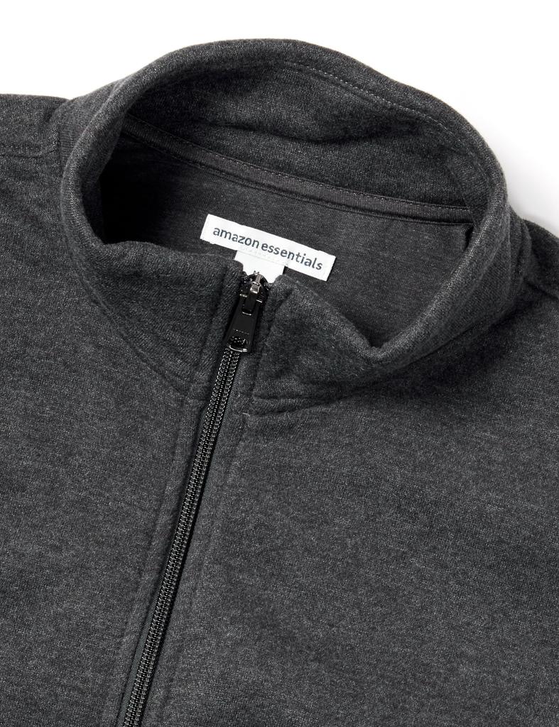 [Amazon Essentials] Men's Sweatshirt Zip-up Mock Neck Fleece Heathered Charcoal L