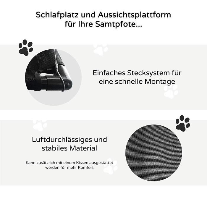 Hamac pour chat - mausblick - lit de fenêtre - plastique - noir - 62 x 11,2 x 8,2 cm