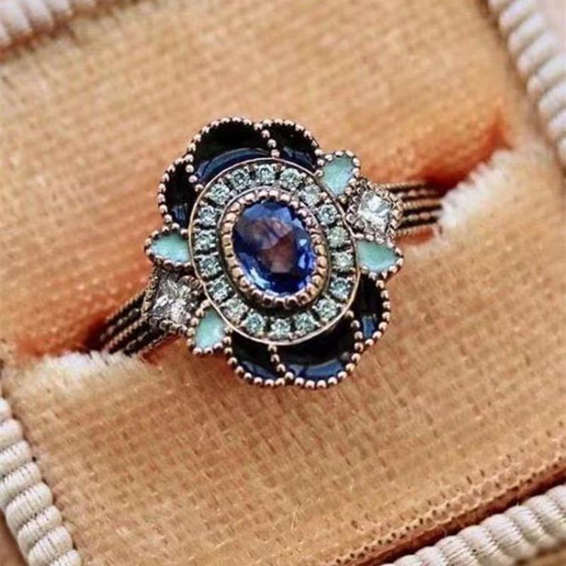 

Ring Exquisite Retro Temperament Drip Oil Flower Diamond Ring, Popular Jewelry Direct Supply no. 13