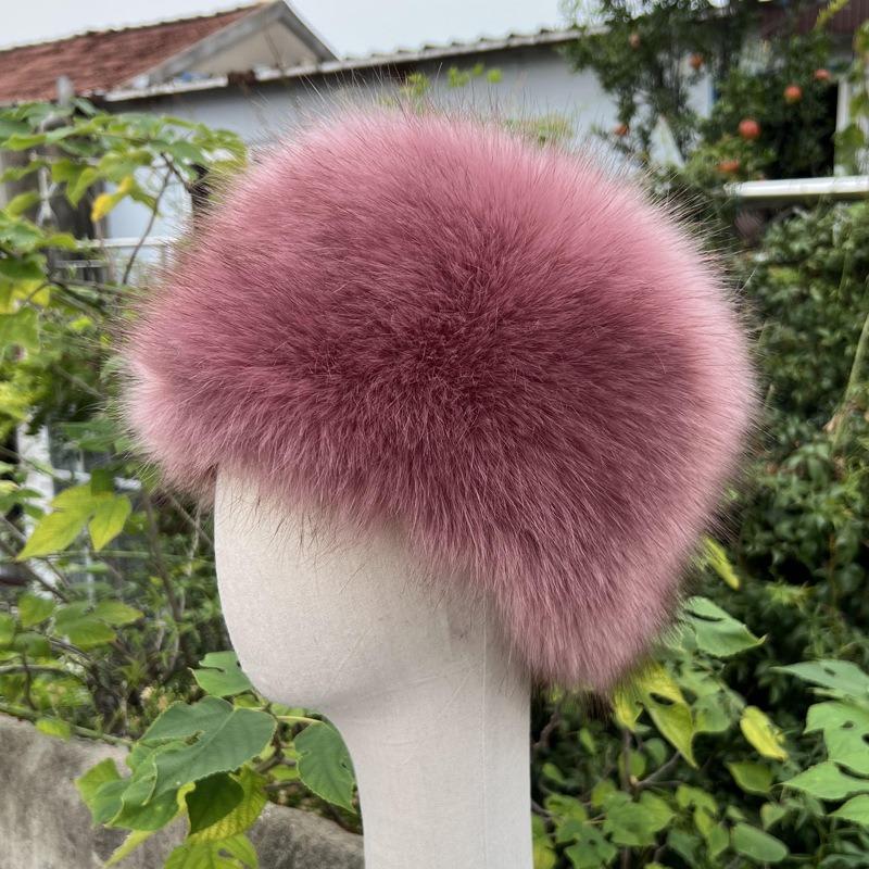 Unisex Thick Fur Dome Cap Retro Warm Flat Top Hat Outdoor Winter Accessories
