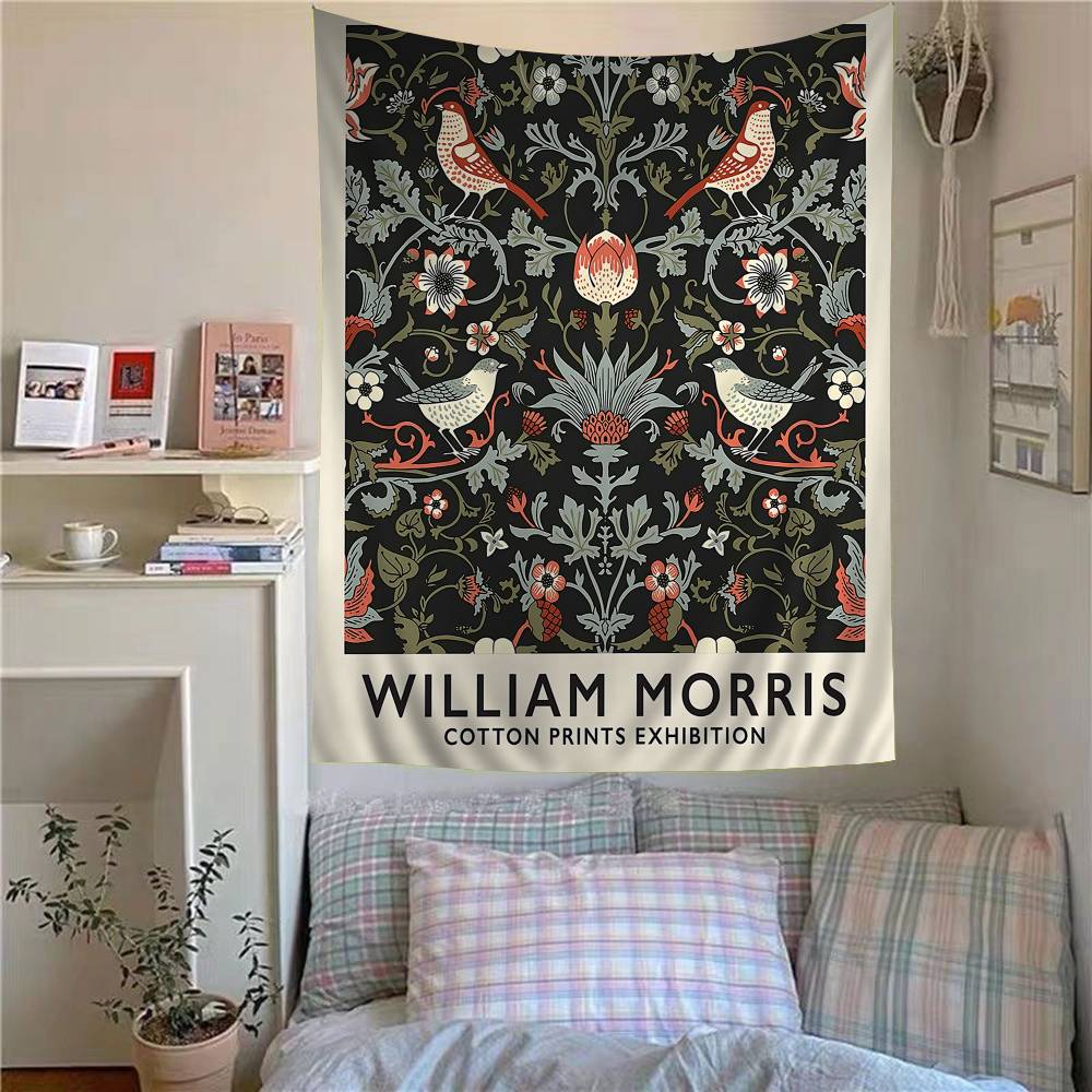 Abstract W-William M-Morris Flower Cartoon Tapestry Wall Hanging Decoration Household Home Decor
