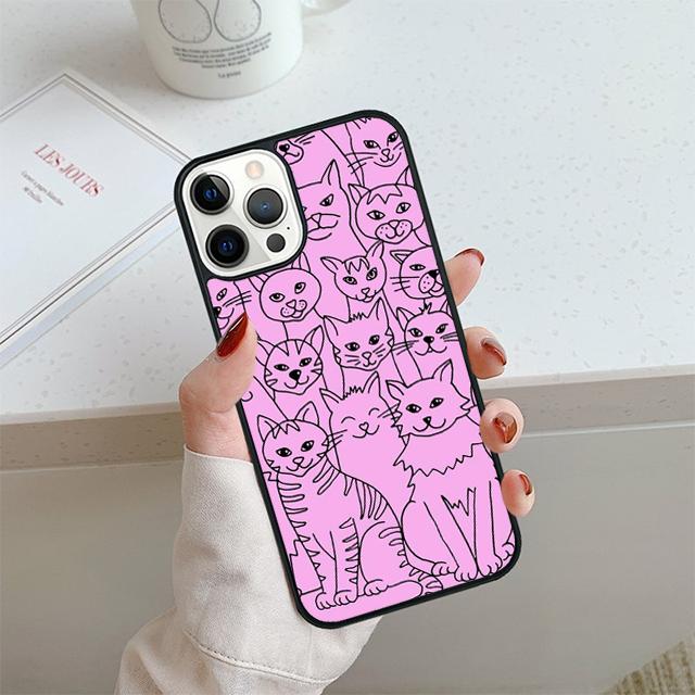 Minimalist Line Cat Phone Case For iPhone 17 Air 14 15 16 13 12 Cover For Apple 14 15 16 Pro Max Plus Coque