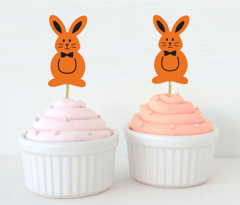 Darling Souvenir | Třpytivé zlaté velikonoční zajíček, ozdoby na muffiny, dezertní dekorace, ozdoby na muffiny - sada