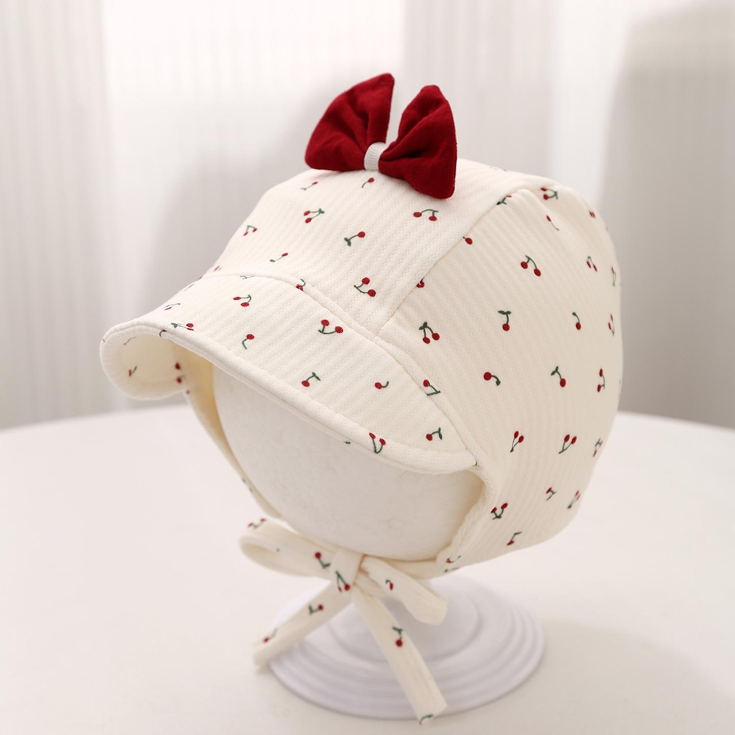 Autumn Newborn Princess Beanie for Baby Girls Soft Cotton Crown Hat Warm Ear Protection Cap for Infant Fontanelle Care вишня