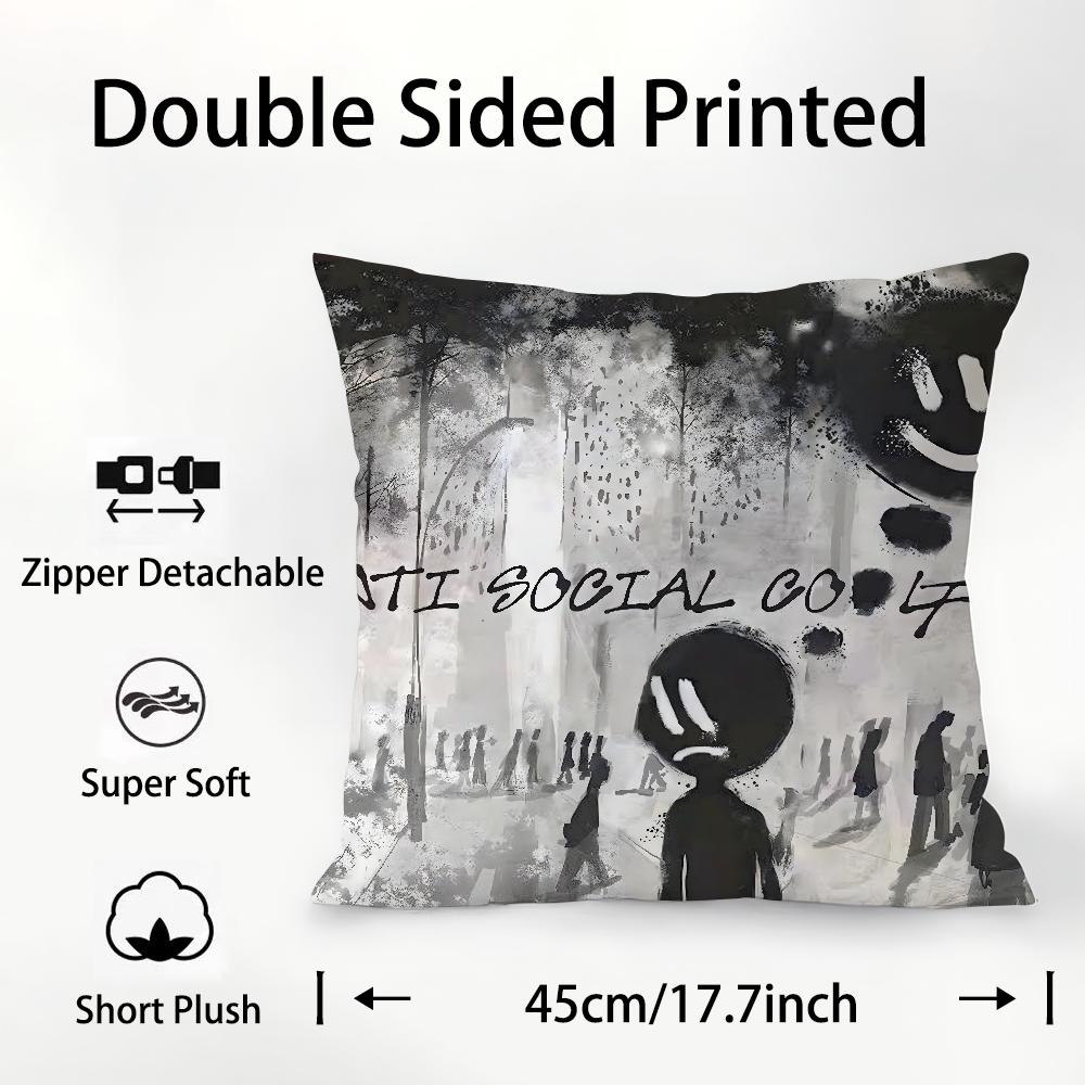 Design B-Beny J-Jr Pillow Case Plush Fabric Soft Double Sided Print Sofa Cushion Cover Throw Pillow Covers