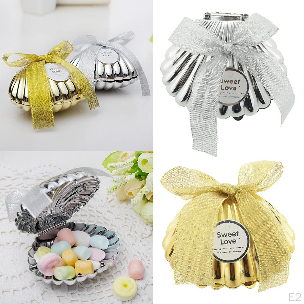 6 buc. Bomboniere cu bomboane pentru cadou din plastic, cochilii pentru nunta - auriu, 10 bucati 8