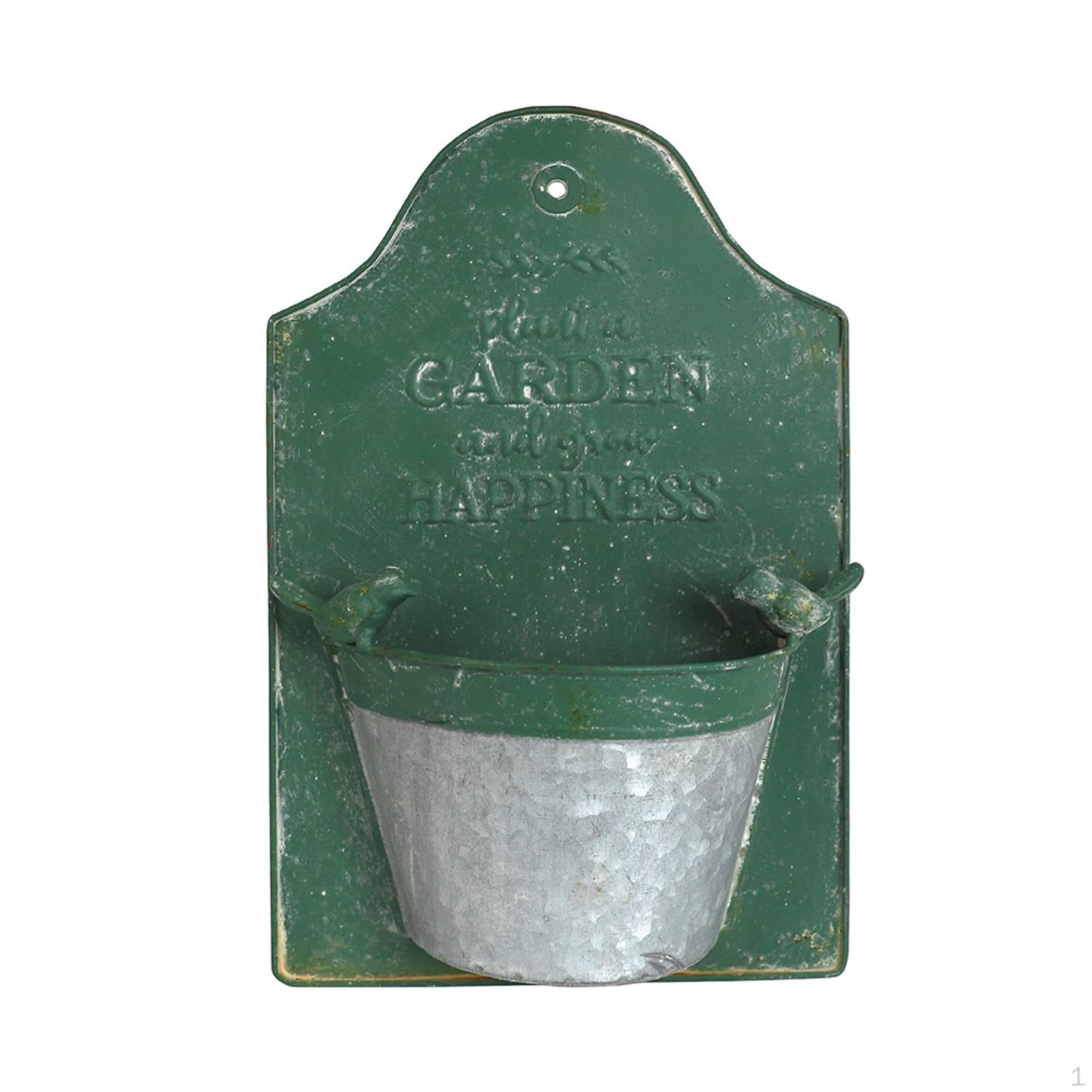 Metal Hanging Planter Weathered Patina Wall