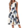 Women's Casual Fashion Floral Print Round Neck Sleeveless Color Midi Dress
