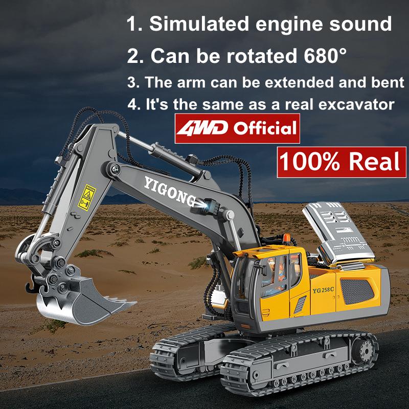 Remote Control Excavator Dump Truck Crawler Bulldozer Rc Model Car Toy Alloy Simulation Construction Vehicle Gifts For Kids