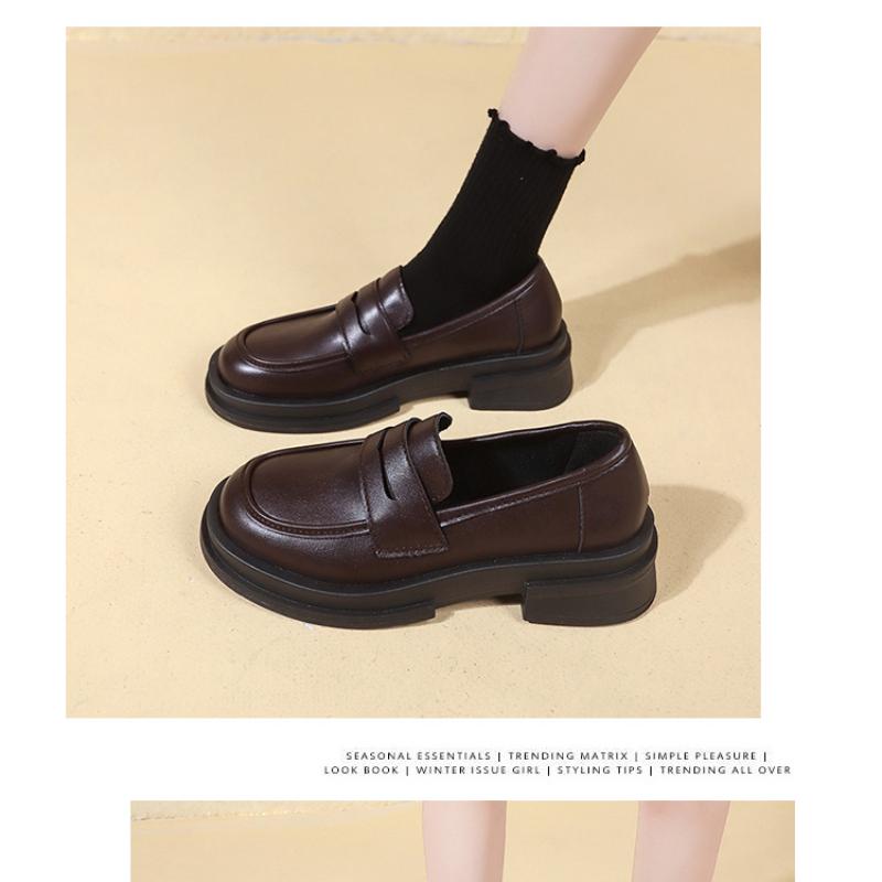 Le Fou Shoes Women's British Style Black Small Leather Shoes Spring Autumn Soft Leather Flat Shoes Summer Work Shoe  NEW