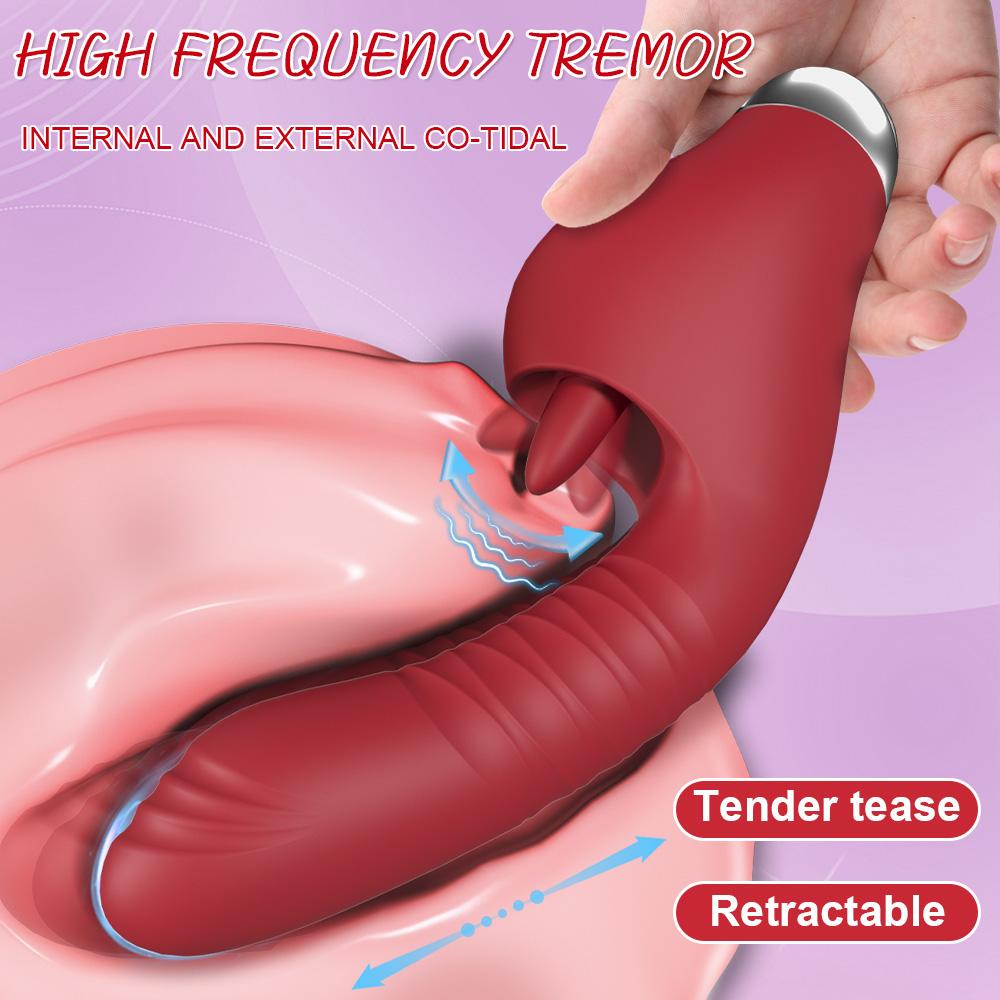 Dildo Vibrator for Women Powerful Licking Flapping G Spot Vibrators Telescopic Vaginal Massager Clit Licking Stimulator Sex Toys