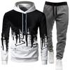 Mens Hooded Sweatshirt Jogger Pants Set Casual Sportswear Outfit