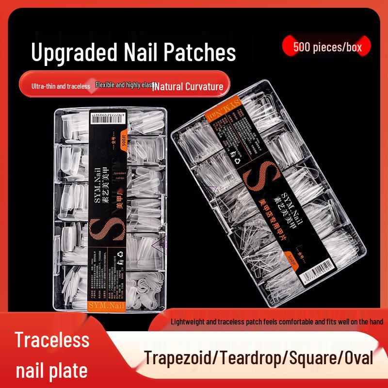 Jieliya Semi-Frosted Teardrop Stiletto Nail Tips: No Carving Needed, Ultra-Thin, Full-Size, Trapezoidal Full Cover. 500 Frosted Square (Sizes 5-9)