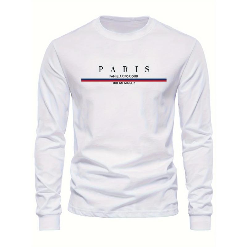 Men's Paris Print SWEATS Hoodies  Loose Fit Print Casual Round Neck Top Men's Autumn Winter Warm Round Neck Hoodie Pullovers & Long Sleeves Men’s