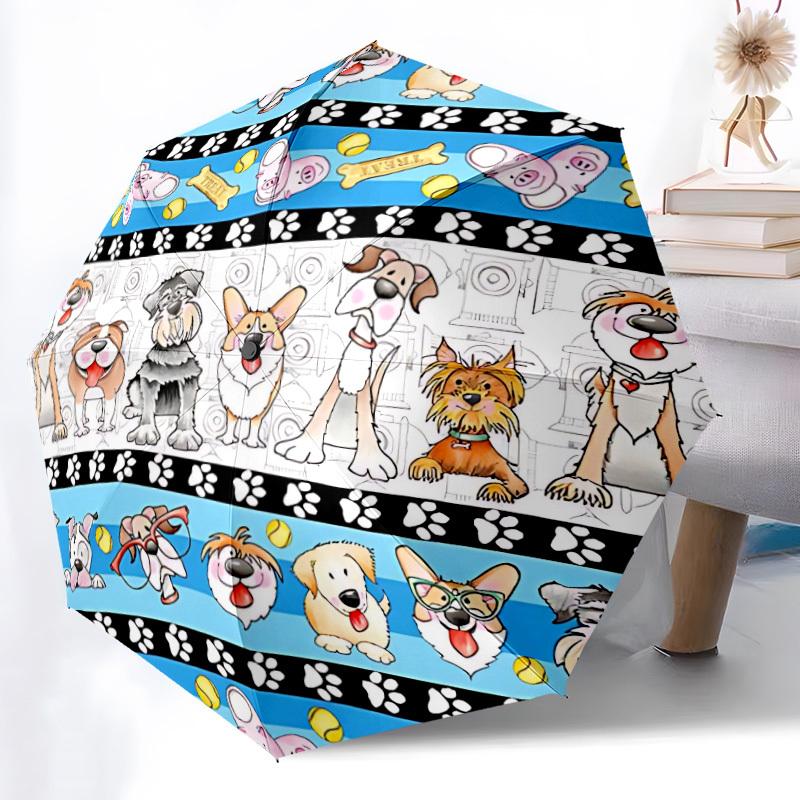 1pc Dogs Paw Prints Automatic Opening/Closing Umbrella with Operation & Windproof Canopy - Folding Design, Holiday Gift Yy260225148