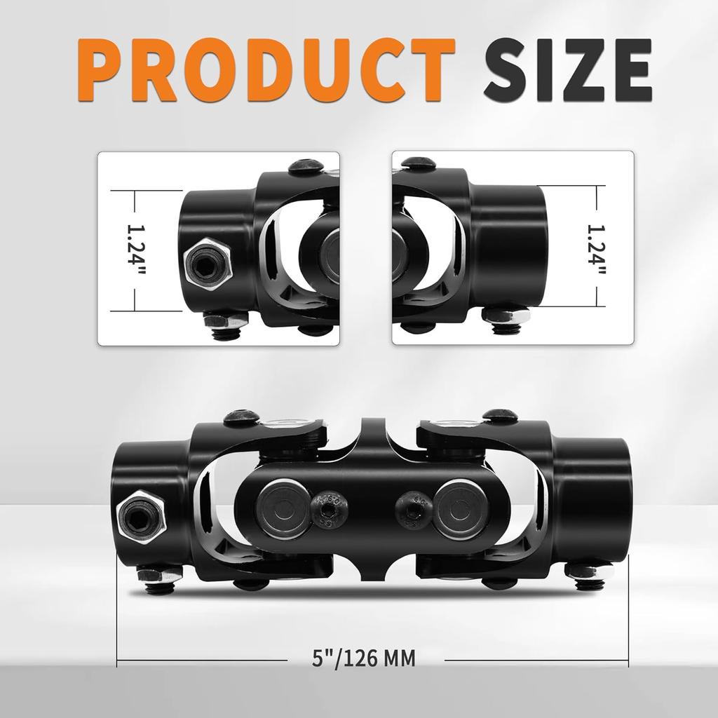 3/4" DD X 3/4" DD Double U-Joint Black Steering Shaft Universal Joint 127Mm Length 35° Degree