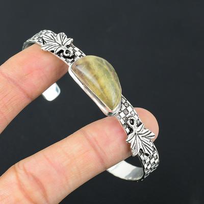Trillion Third Eye Chakra Multi Fluorite Stone 925 Silver Handcrafted New Bangle