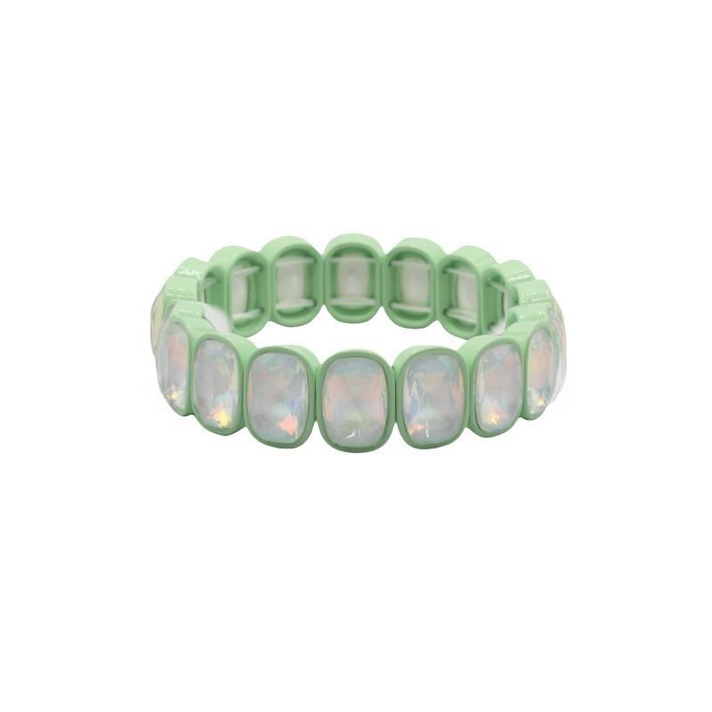 Elegant Geometric Enamel Bracelet With Crystal Accents Women Alloy Fashion Jewelry