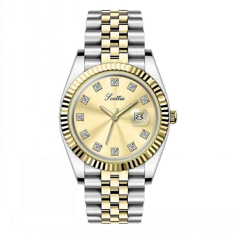 Shi Gaudi's simple and atmospheric solid steel belt women's watch with calendar women's watch business high-value watch women