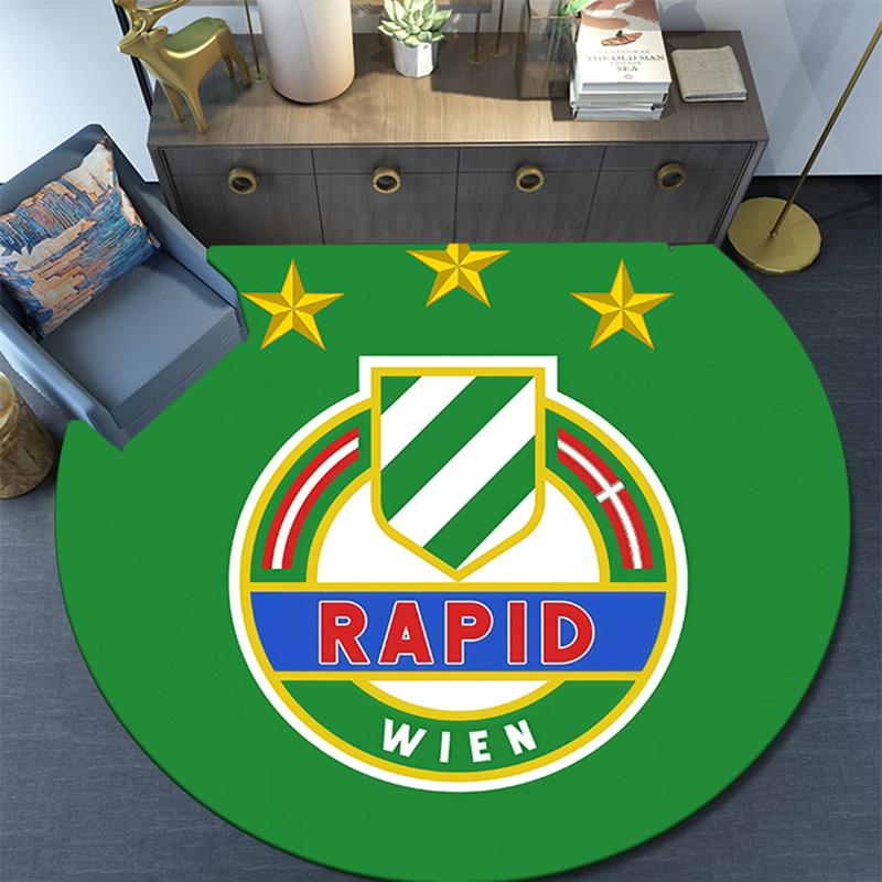 SK Rapid Wien Round Area Rug,Carpet Rug for Living Room Bedroom Sofa Playroom Decor,Non-slip Floor Mat
