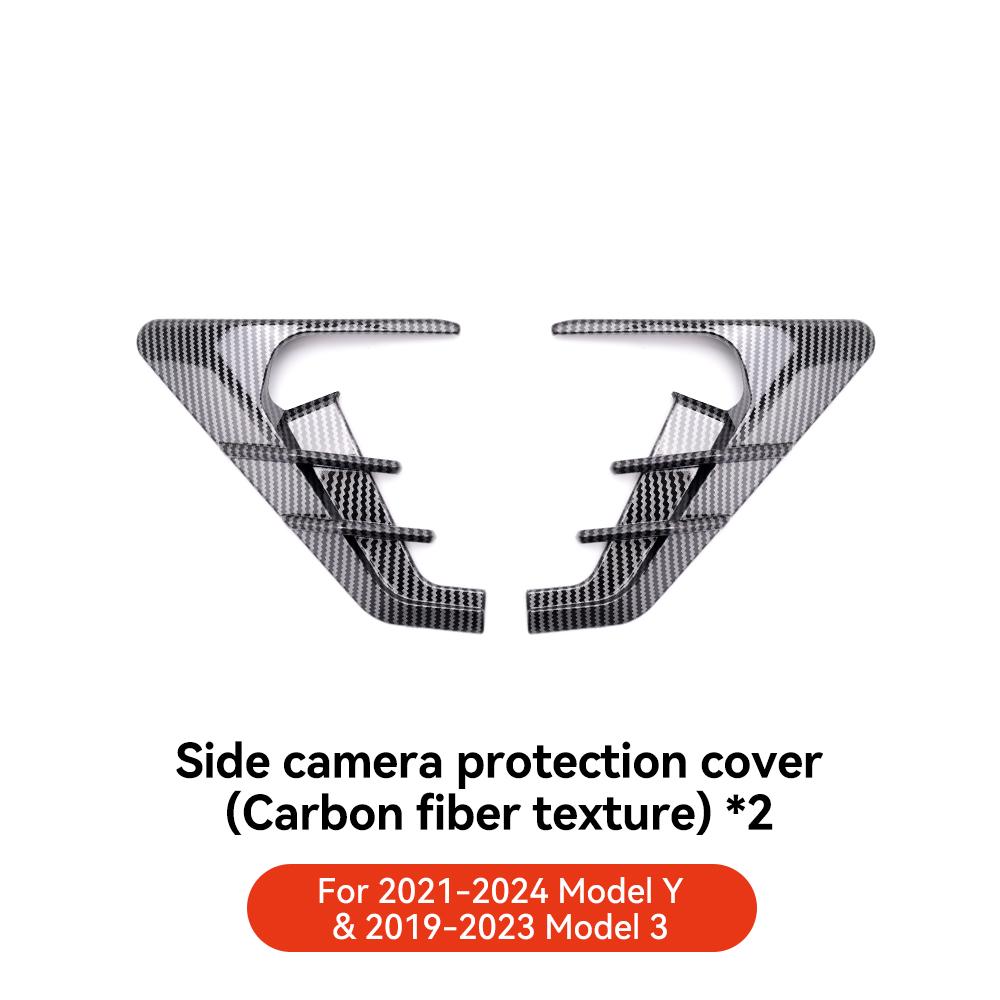 YZ For Tesla Model 3 Y 2025-2025 External Side Camera Protection Cover Carbon Fiber Fender Trim Cover Car Accessories