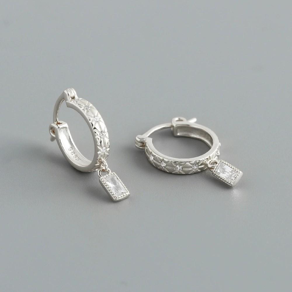 Fashion Jewelry Gold Plated 925 Sterling Silver Geometric Drop Hoop Earrings for Women Wedding Birthday Mother's Day Gift