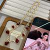 Liu Yifei Dinner With The Same Zircon Water Drop Necklace Earrings Light Luxury High-End Jewelry Set Niche Versatile Jewelry