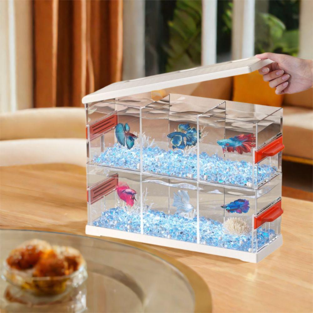 High Definition Transparent Fish Tank Shatterproof Fish Breeding Box Desktop Fish Tank  Office