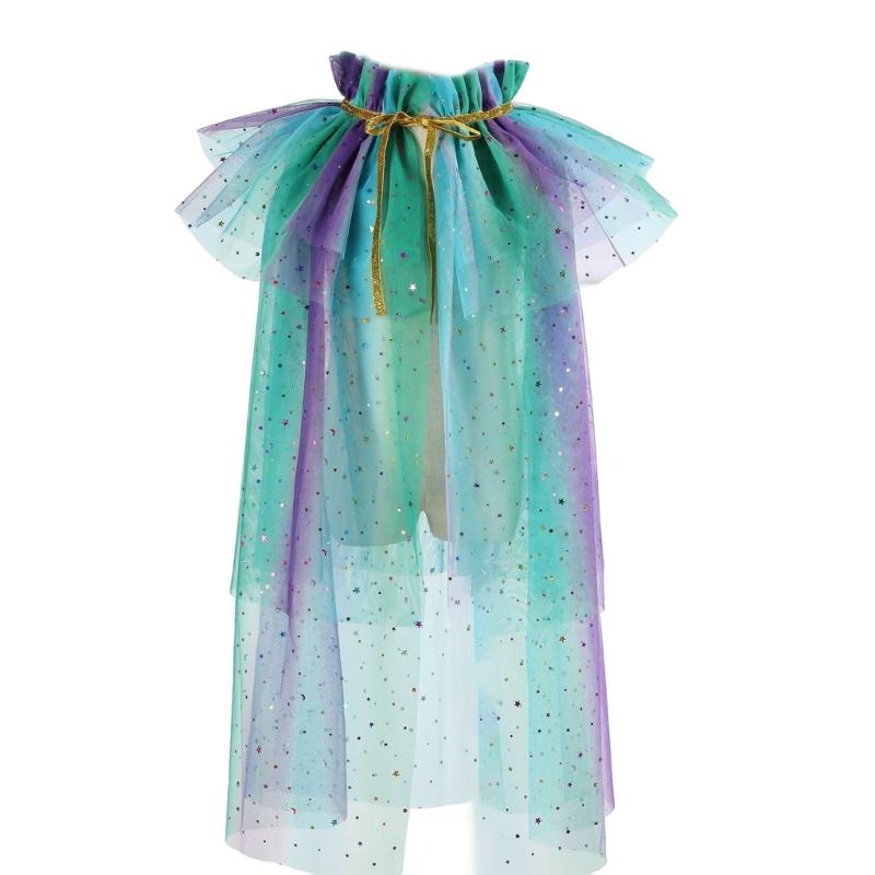 

Princess Cape, Colorful Princess Cloak Princess Dress Costume Tulle Cape for Halloween Birthday Party Cosplays Dress Up