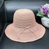 Extra Fine Travel Hand Hook Straw Hat Women's Summer Seaside Big Eaves Beach Hat Anti-ultraviolet Sunshade Bucket Hat Foldable
