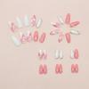 24pcs Manicure Long Almond False Nails Gilded Flower Pearl French Fake Nials Detachable Star Bow Press on Nails Women