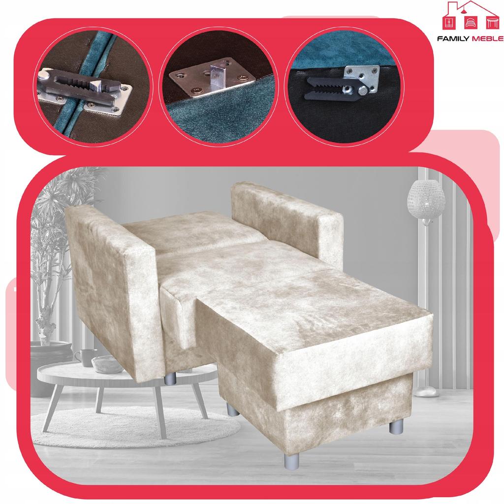 Zestaw mebli wypoczynkowy Alicja wersalka kanapa fotele Family Meble beżowy