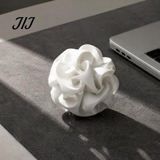 Versatile Office Desk Accessories 3D Printed Geometric Hollow Sphere Sculpture, Abstract Twisted Flower Fine Craftsmanship Decor Ball Ornament, Modern
