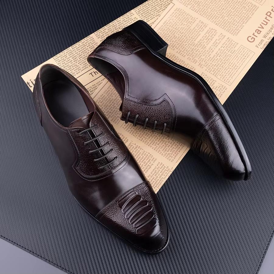 Fashion High Quality Handcraft Mens Leather Shoes Designer Printing Classic Oxfords Men Wedding Dress Shoe Office Wear Increasing