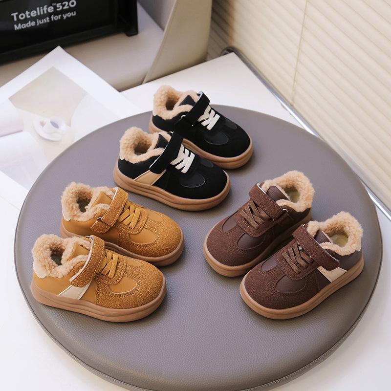 Boys and girls 2025 winter new casual velvet versatile fashion children's warm cotton boots children's shoes sports shoes
