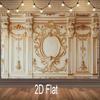 2D Barock-Kulisse im Vintage-Stil, Luxuriöser Goldener Palastwand-Hintergrund für Studio-Porträts