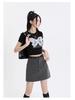 2025 Women's Gray High-Waist A-Line Miniskirt: College Style, Summer Slimming, Anti-Exposure Hip-Hugging Design